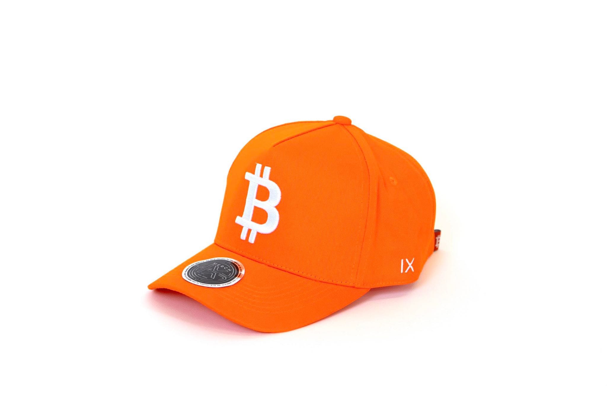 Orange Bitcoin Hat (High-Crown) - Designer Crypto Hats